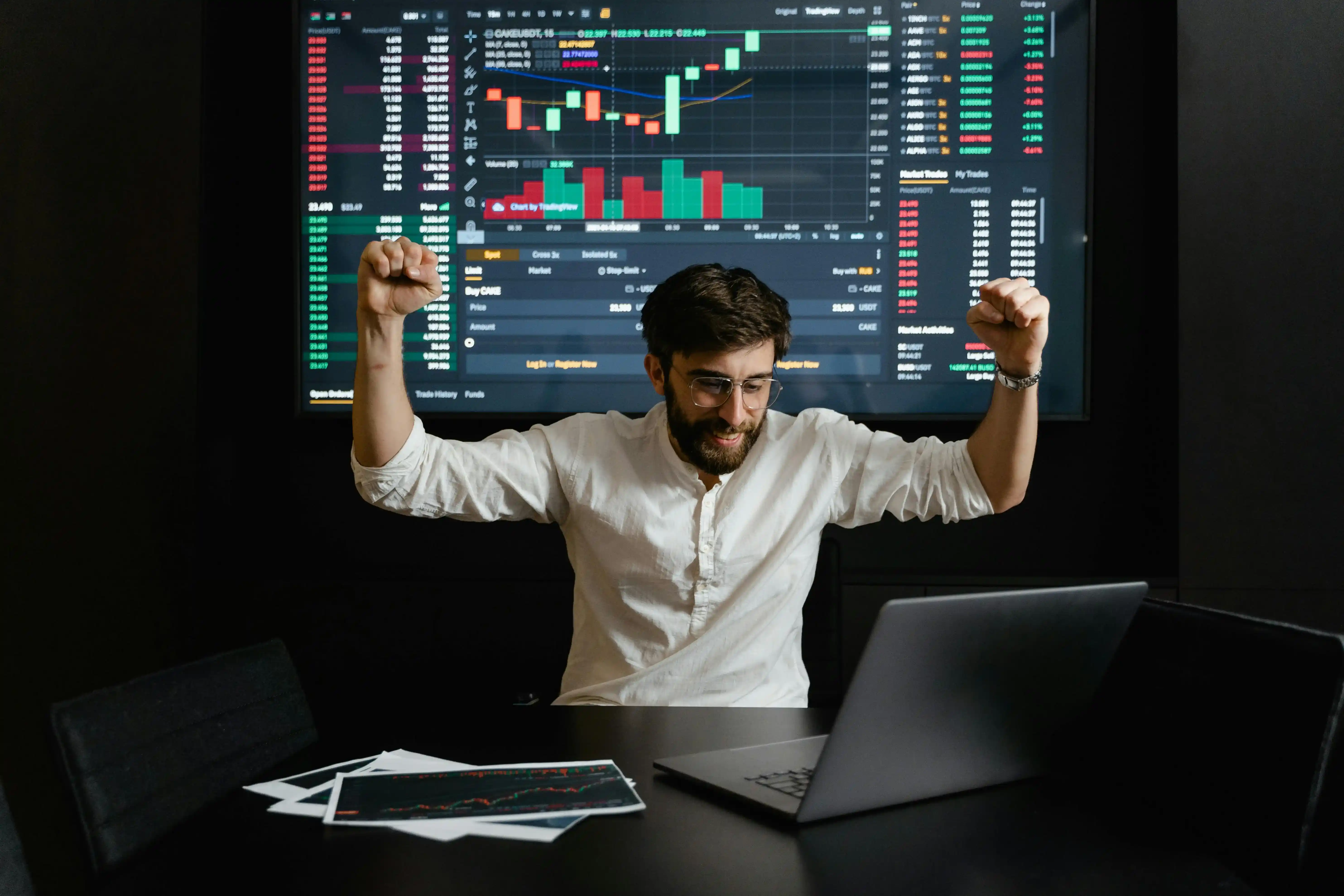 Trader reviewing market charts